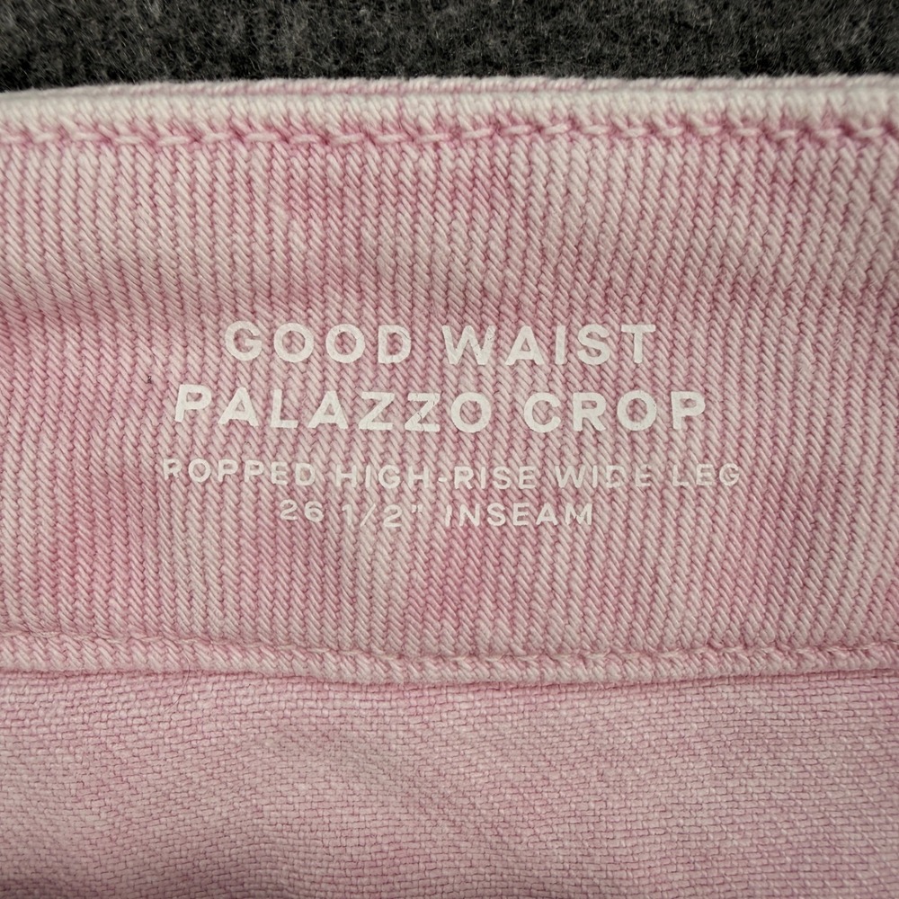 Good American Good Waist Palazzo Crop Jeans Pink Mineral Rose Quartz Size 10/30 - Picture 3 of 11